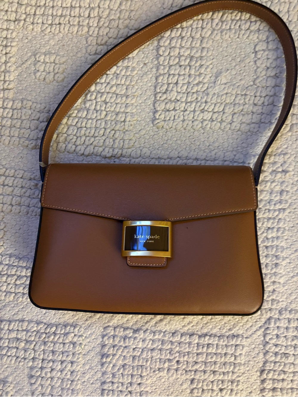 kate spade Cognac Leather Shoulder Bag with Gold-Tone Hardware